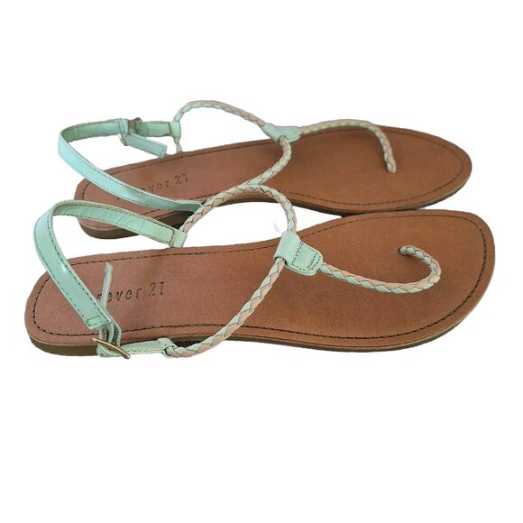 FOREVER 21 SANDALS SIZE 8 PINK/MINT GREEN+PINK - Picture 2 of 3